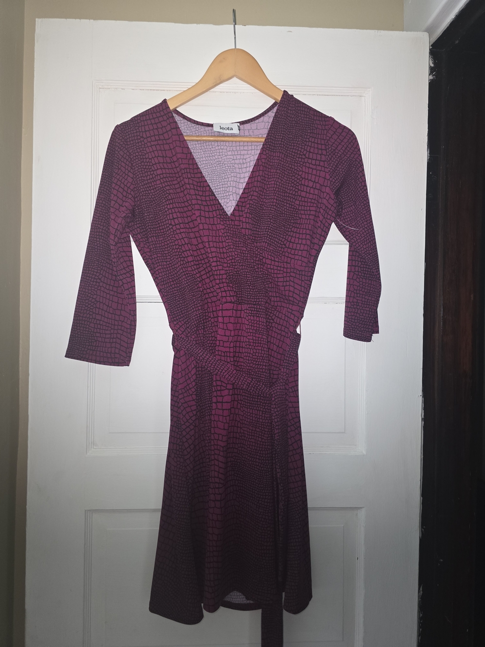 Leota Berry Textured Faux-Wrap Midi Dress